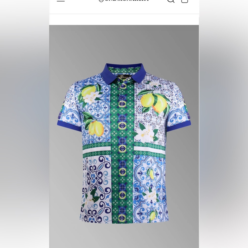 NWT BAROCCO LA Urban Fashion Tropical Design LYON Summer Polo Shirt Multi XL